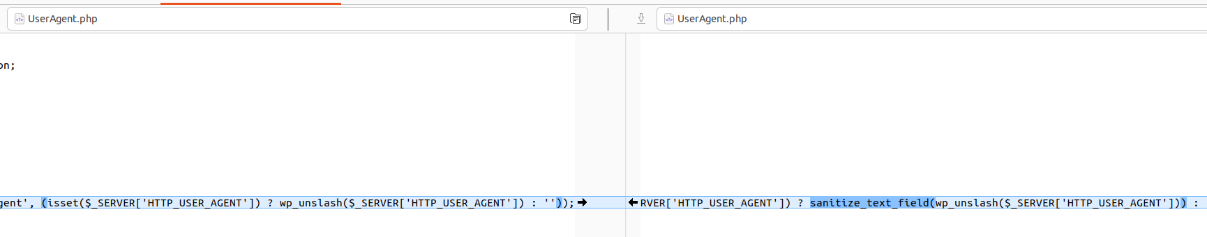 Diff — Sự thay đổi mã trong UserAgent.php
