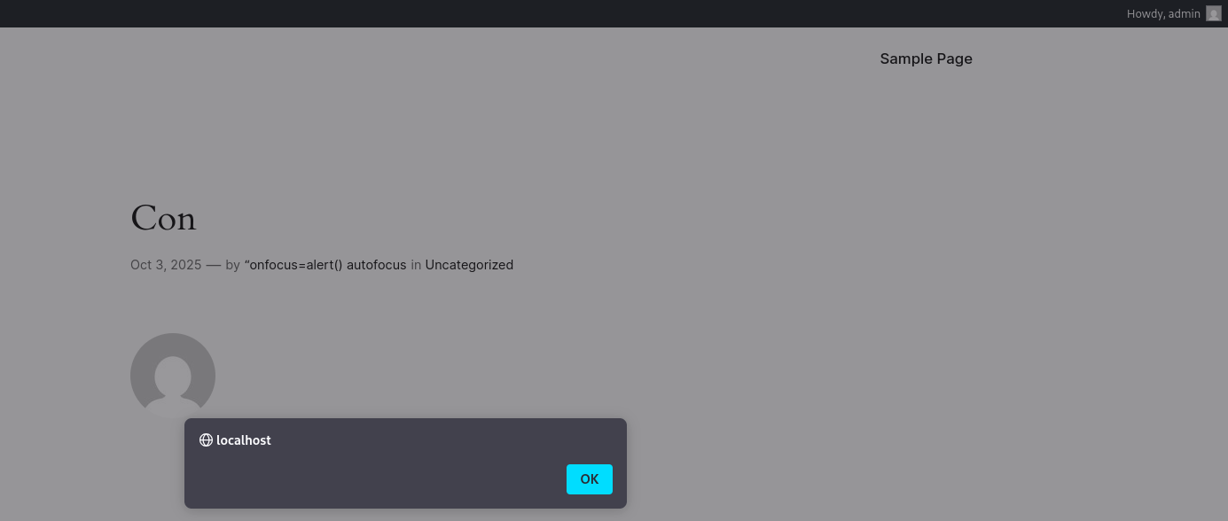 XSS occurs when admin previews the post