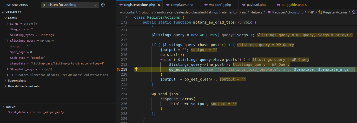 Debugger stepping through post retrieval logic