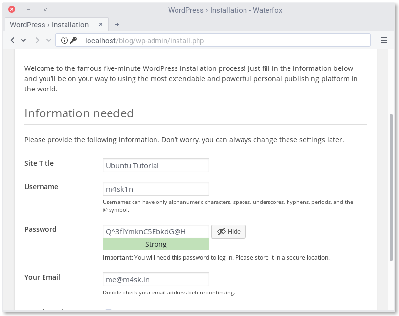 Configure WordPress
